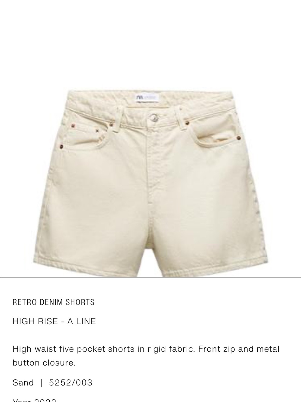 Zara Retro High-Rise Sand Denim Shorts